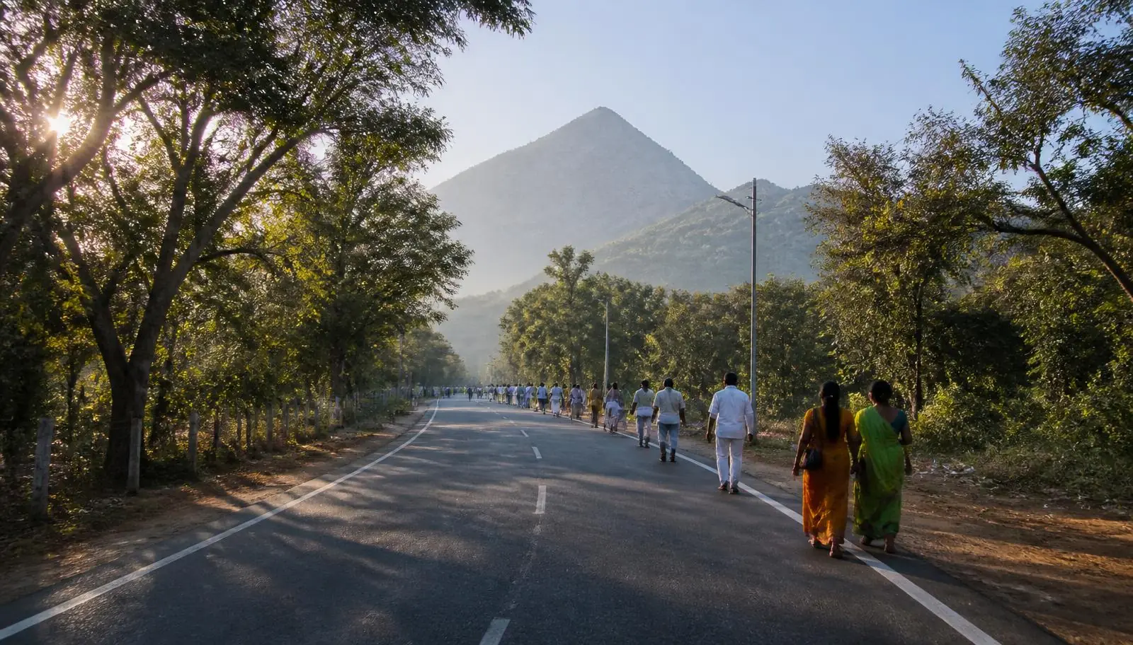 Girivalam path around Arunachala Hill in Tiruvannamalai
