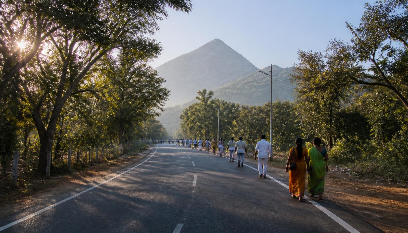 Girivalam path around Arunachala Hill in Tiruvannamalai